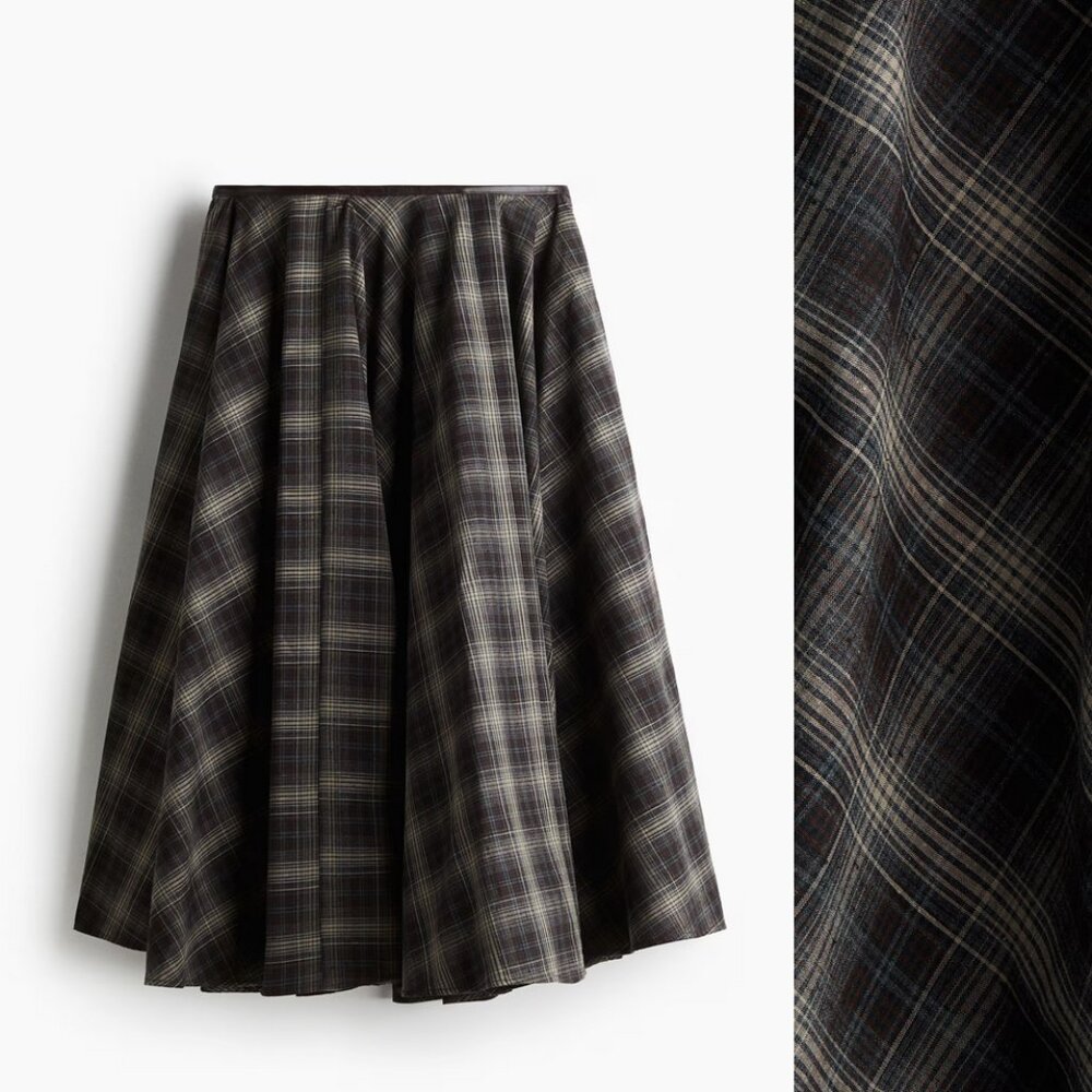 H&M Plaid Cotton Full Circle Skirt